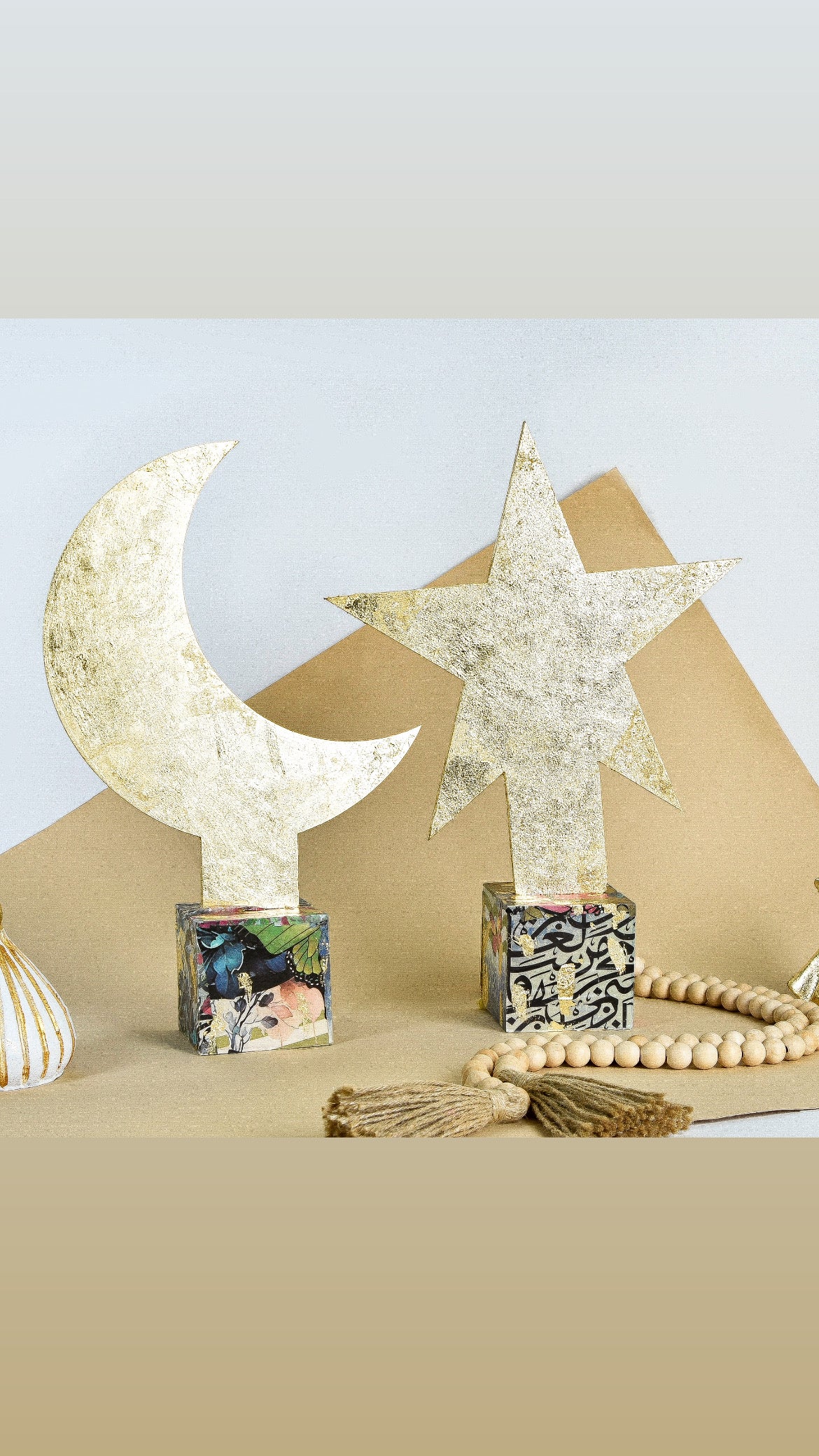 Wood Decorative Moon & Star set of 2