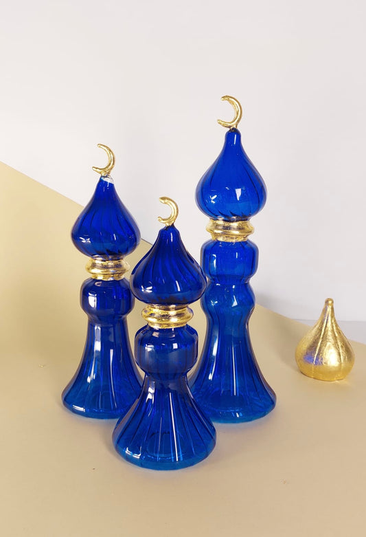 Glass Minaret Set of 3 with Gold Leaf