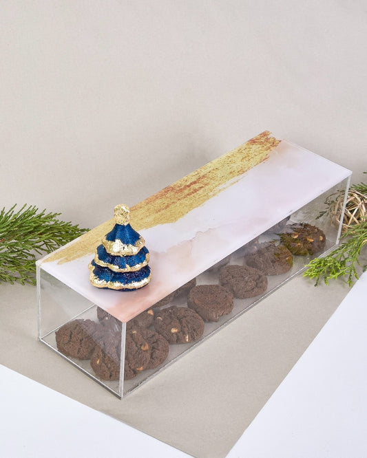 Three Metallic Christmas Trees Plexi Box 30X10CM