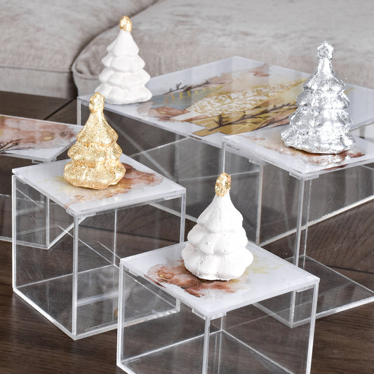 Three Color Christmas Tree Plexi Boxes set of 3