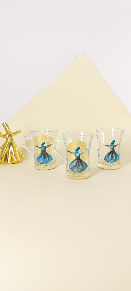 Gold Dancing Dervish Tea Cups With Handle Set of Six