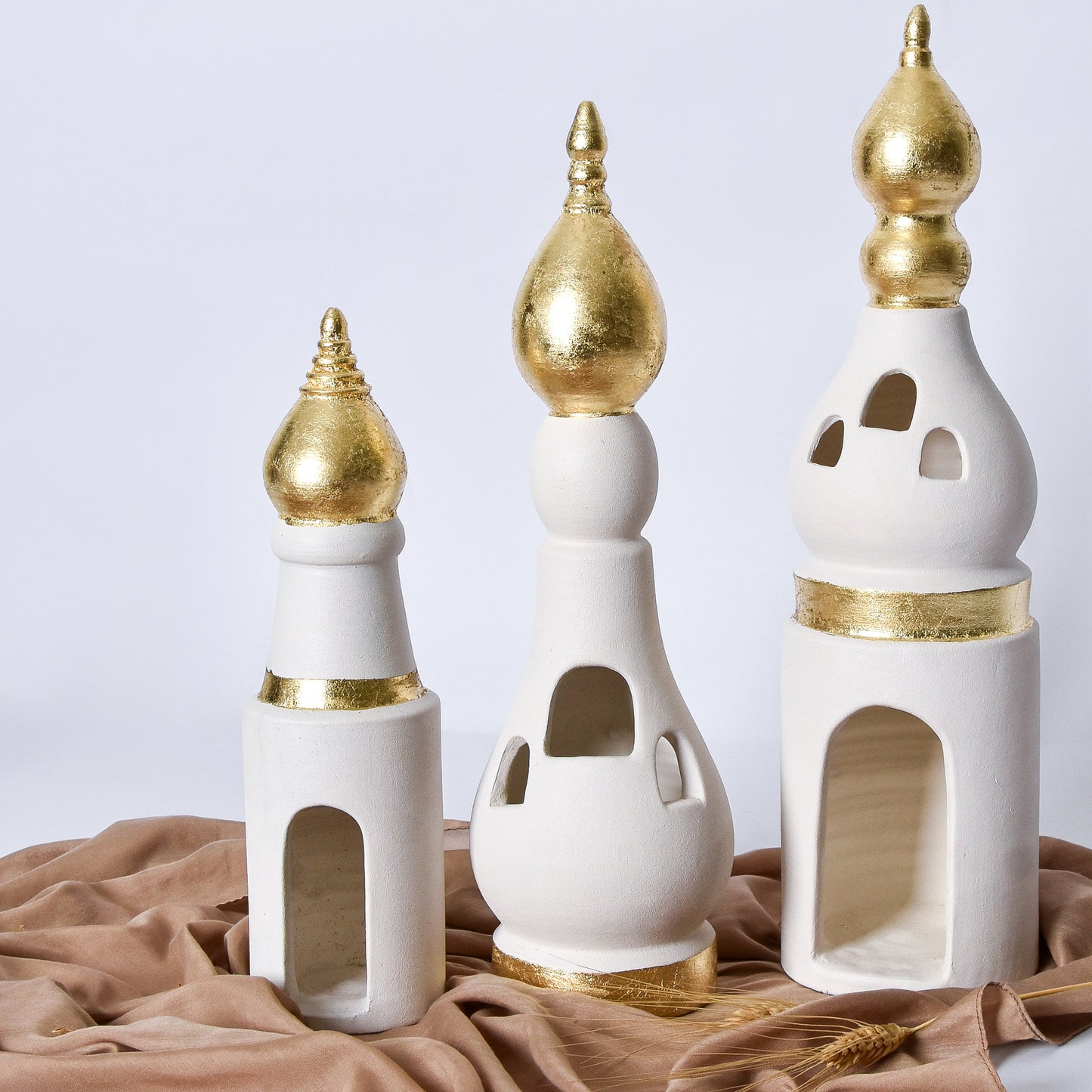 Giant Minaret Set of 3 with Gold Leaf