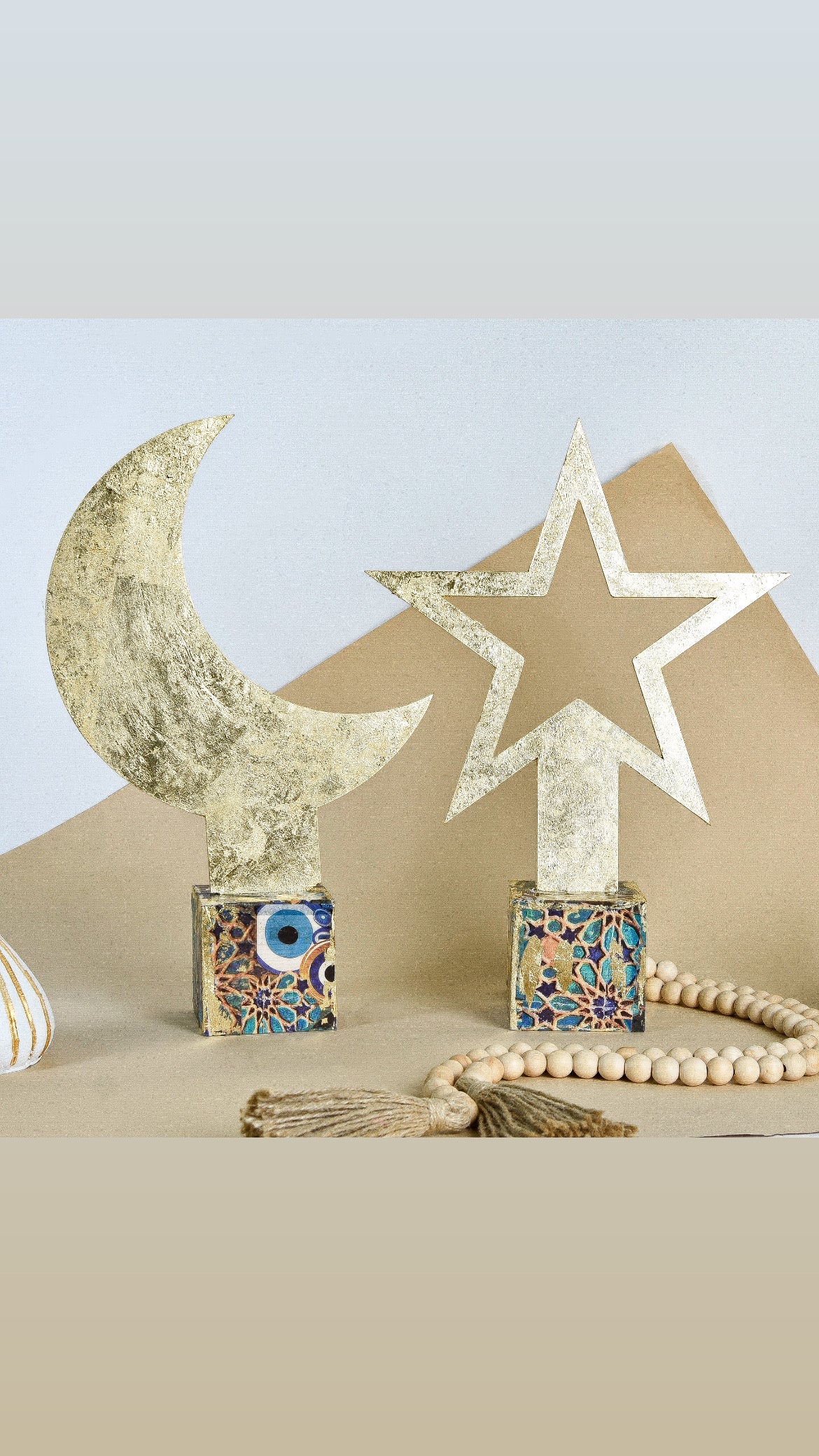 Wood Decorative Moon & Star set of 2