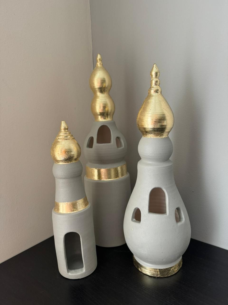 Giant Minaret Set of 3 with Gold Leaf