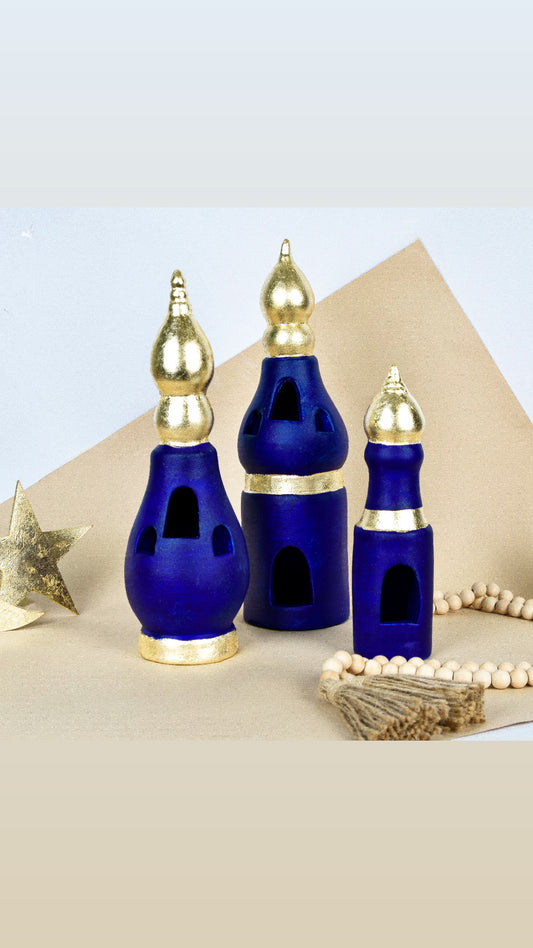 Giant Minaret Set of 3 with Gold Leaf