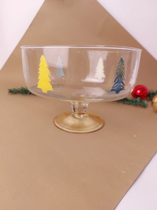 Three Metallic Christmas Trees Cake Plate with Base 30CM