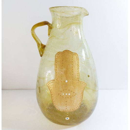 Brown Blown Glass Fatima Hand Water Jug