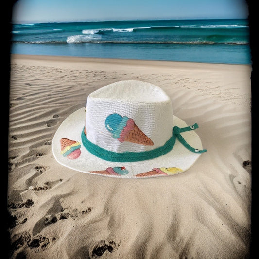 Ice Cream Hand Painted Summer Hat